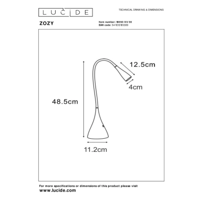 lafabryka.pl ZOZY - Lampa stołowa - LED Dim. - 1x4W 3000K - White 18650/03/31 Lucide